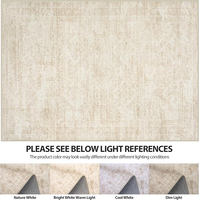 Aelenmu 6x9 Area Rugs for Living Room Washable Bedroom Dining Room Beige | - Image 7
