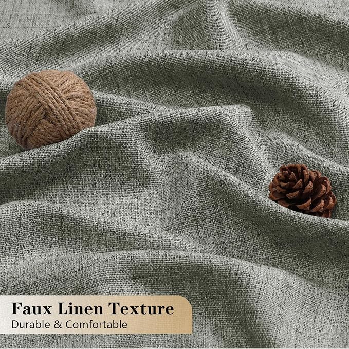 OVZME Valance for Windows, Light Filtering Faux Linen Textured Small Kitchen - Image 4
