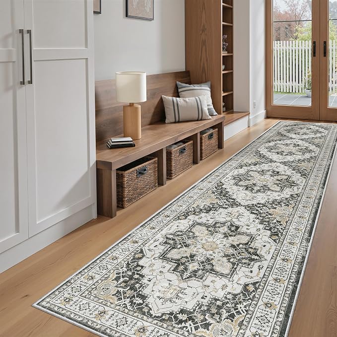 Madane Hallway Runner Rug 2'6''x12' Kitchen Runner, Non Slip Vintage Runners by Madane