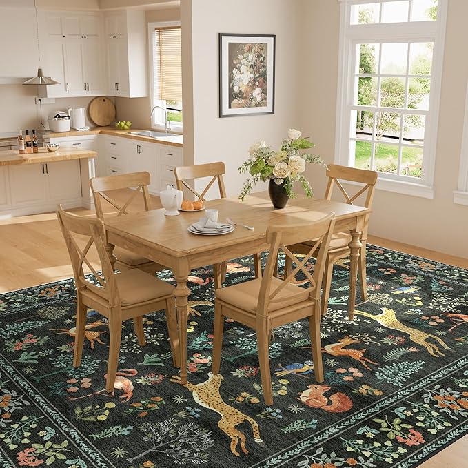 DUKINO 9x12 Area Rug for Living Room, Washable Animal Rug Non Slip, Non-Shedding - Image 7