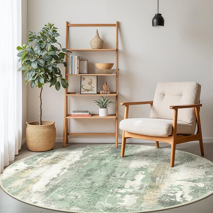 BEIMO Round Rugs 6FT for Living Room Bedroom, Modern Abstract Machine Washable - Image 2