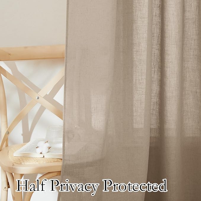 RYB HOME Semi Sheer Linen Blend Curtains - Image 5