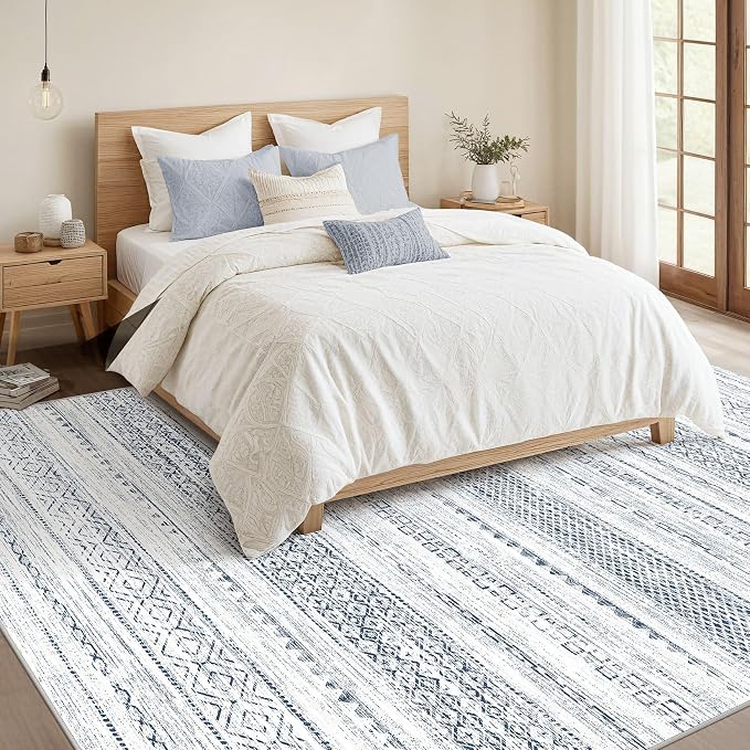 Nakagishi 8x10 Area Rugs Living Room: Washable Boho Large Neutral Soft - Image 3