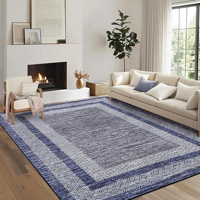 GarveeHome Modern Geometric Area Rug 4x6 Distressed Bordered Washable Non Slip by GarveeHome
