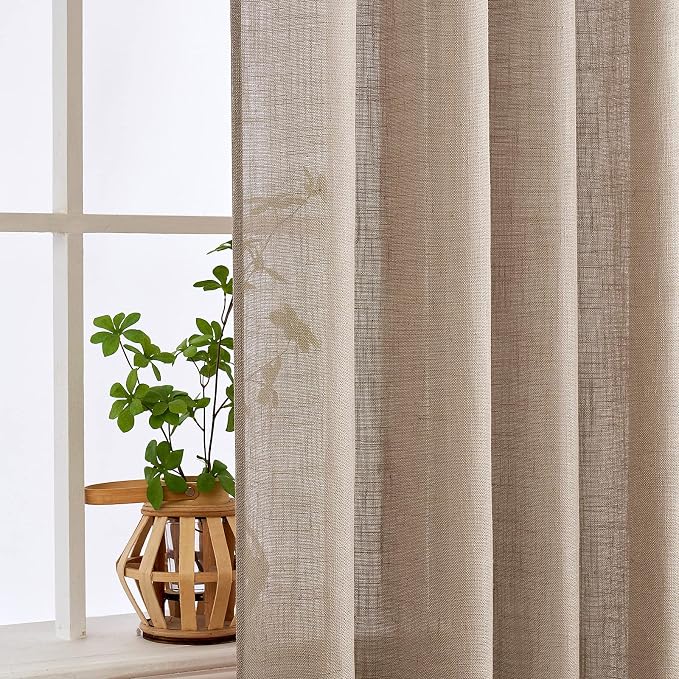 MIULEE Taupe Linen Curtains 84 Inch Length - Image 5