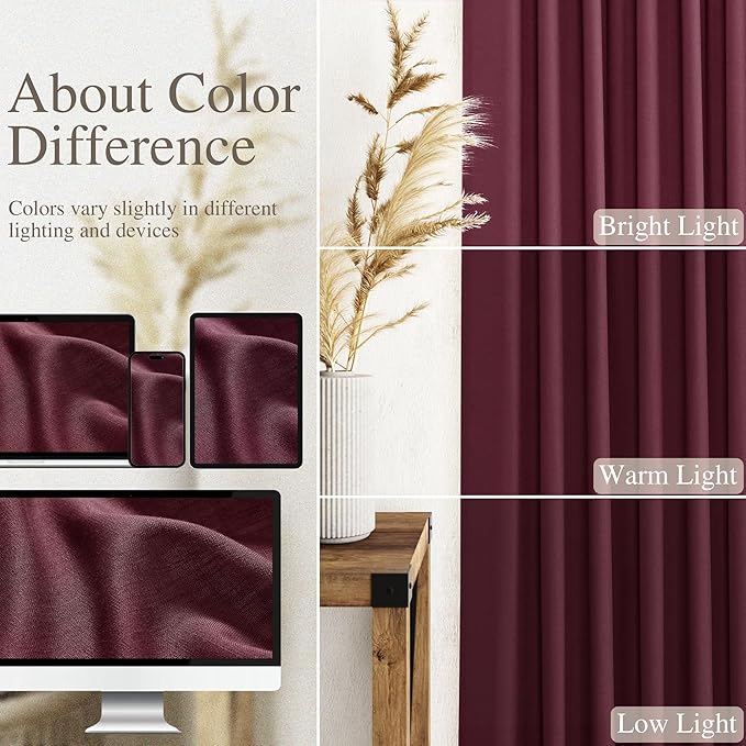 Extra Long Burgundy Linen Curtains 120 Inch - Image 3