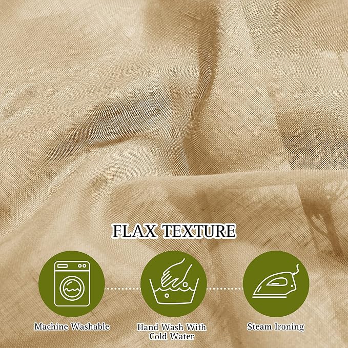 NICETOWN Linen Blend Flax Sheer Window Curtains, Ring Top Semi Sheer Drapes - Image 4
