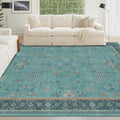 Boho Teal 6x8 Rug for Living Room, Washable Area Rugs for Bedroom, Dining Room by HazoHaus