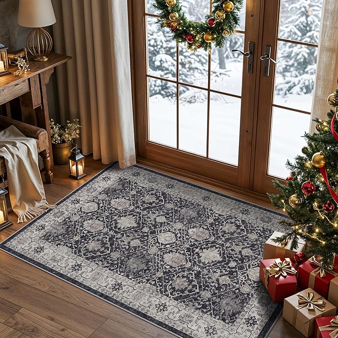 Washable 3x4 Entryway Area Rugs: Ultra Soft Low Pile Carpet by HYHAOYUNLAI