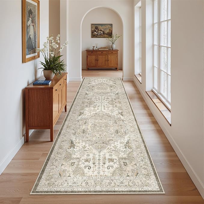 Madane Runner Rug 2'6''x8' Kitchen Runner, Hallway Runner Printed Vintage - Image 3