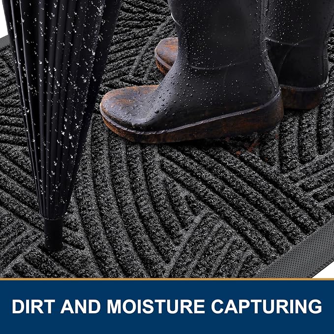Smiry Front Door Mat Outside Entrance, Heavy Duty Sturdy Natural Rubber Doormat - Image 3