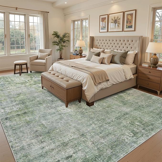 Area Rug 10x12 Vintage Washable Living Room Large Carpet Non Slip Bedroom - Image 3