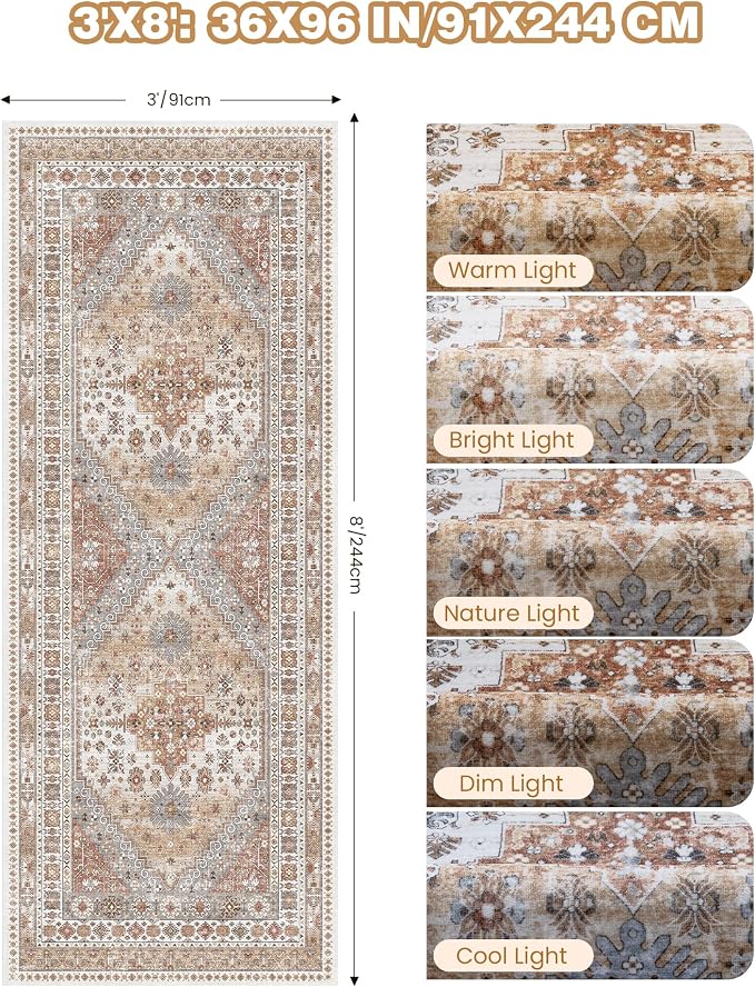3x8 Runner Rug Non Slip Washable - Image 2
