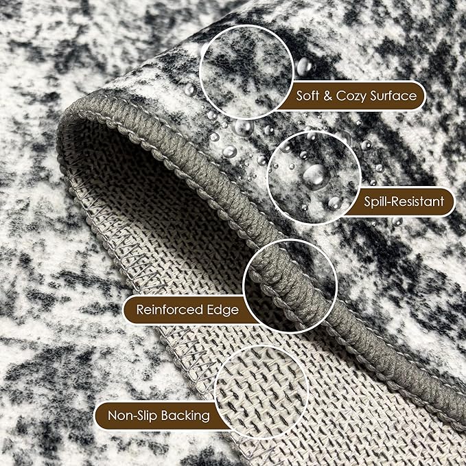 Washable Area Rug 2'6'' x 8' Vintage Traditional Persian Mat - Image 6