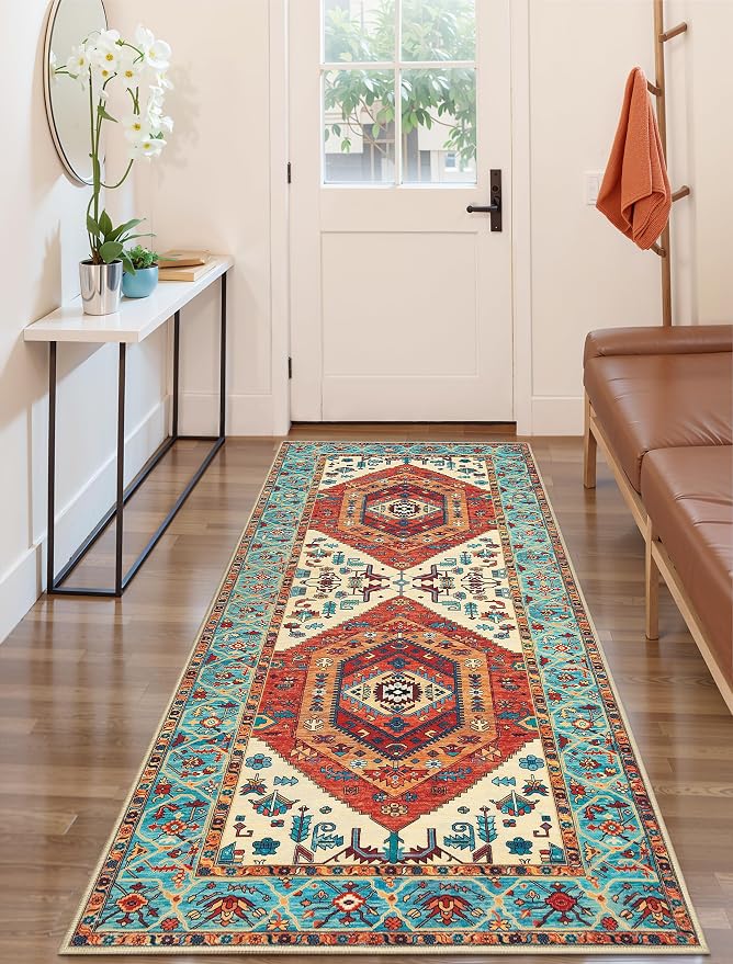 SERISSA Boho Washable Runner Rug, 2x6 Rug Runner Non-Slip Vintage Orange - Image 5