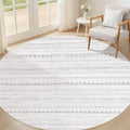 Nakagishi Round Rug Boho Area Rugs: 5x5 Washable Large Circle Neutral Soft by NakagishiAreaRug