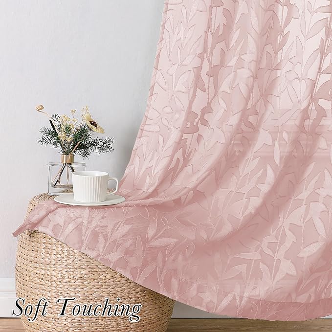 Lecloud Leia Blush Pink Sheer Curtains - Image 5