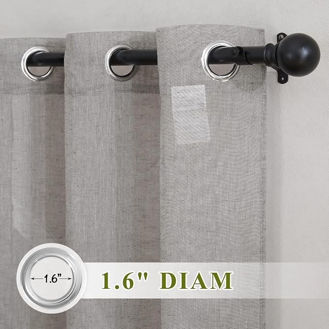 NICETOWN Charcoal Grey Linen Curtains - Image 2