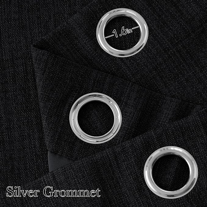 NICETOWN Short Faux Linen Black Blackout Curtains 63 inches Long - Image 2
