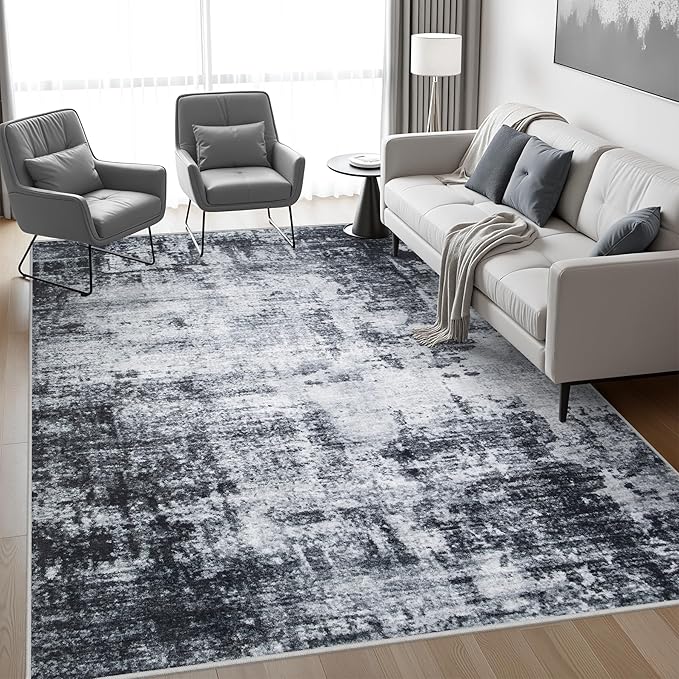 9x12 Area Rug Living Room Rug: Washable Modern Abstract Soft Thin Rug Indoor - Image 3