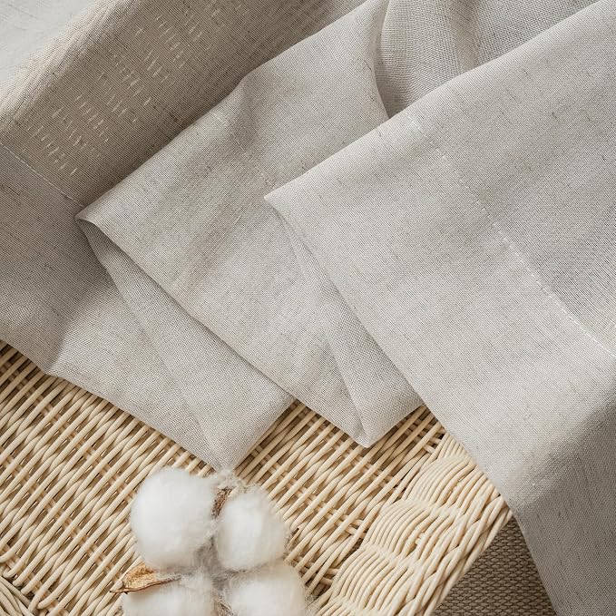 FMFUNCTEX Linen Sheer Curtains for Bedroom, Rod Pocket 2 Panels Set - Image 6