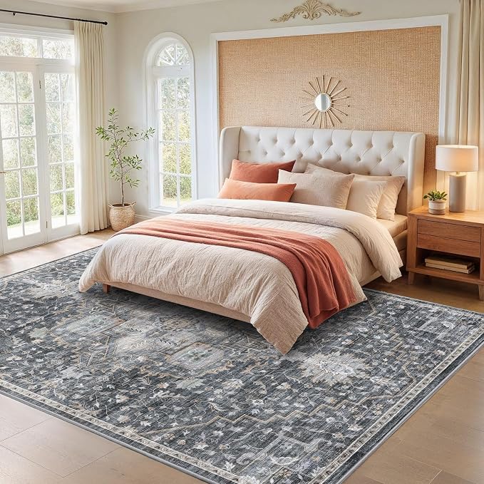 AMADA HOMEFURNISHING 8x10 Washable Area Rug, Low-Profile Large Area Rug - Image 8