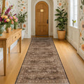 Brown Boho Washable 2x7 Runner Rugs by HazoHaus