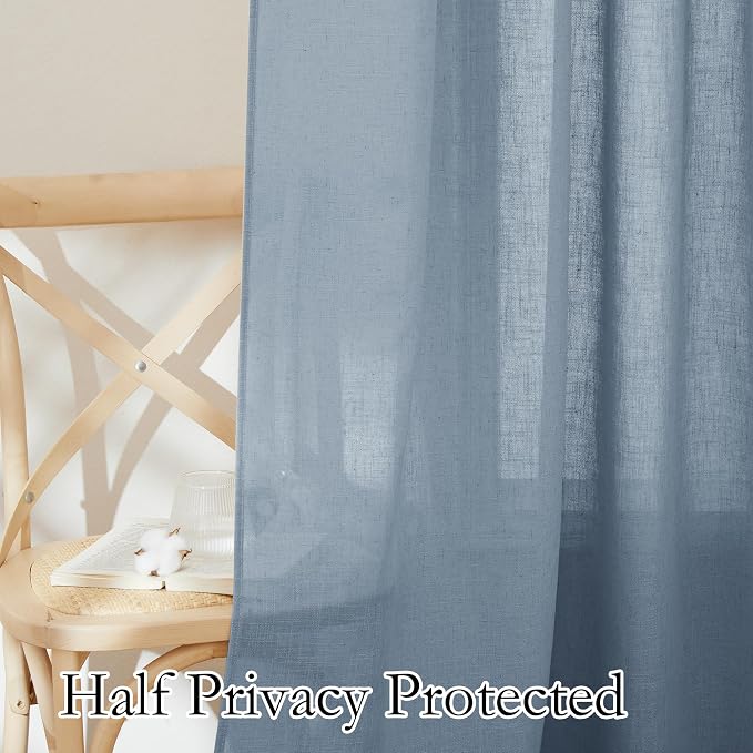 RYB HOME Semi Sheer Curtains 63 inch Length, Light Filtering Airy Privacy - Image 5