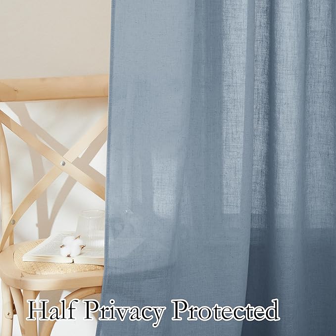 RYB HOME Semi Sheer Curtains for Small Window Doorway, Thick Linen Burlap Half - Image 4
