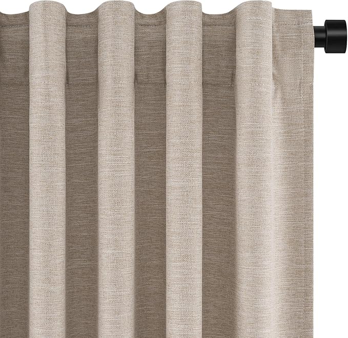 Topfinel Linen Blackout Curtains 63 Inch Long by Topfinel