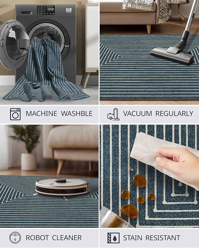 Latte&Fog 2x3 Entryway Rug, Small Modern Abstract Door Mat, Washable Kitchen - Image 5