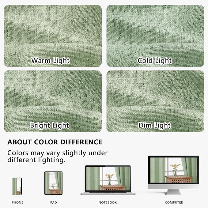 OVZME Valance for Windows, Light Filtering Faux Linen Textured Small Short - Image 9