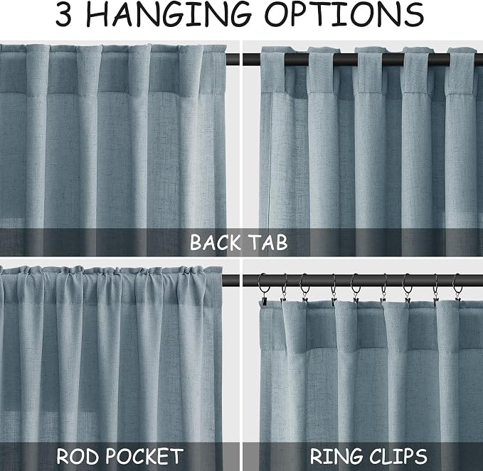 Nanspring Light Blue Linen Curtains - Image 2