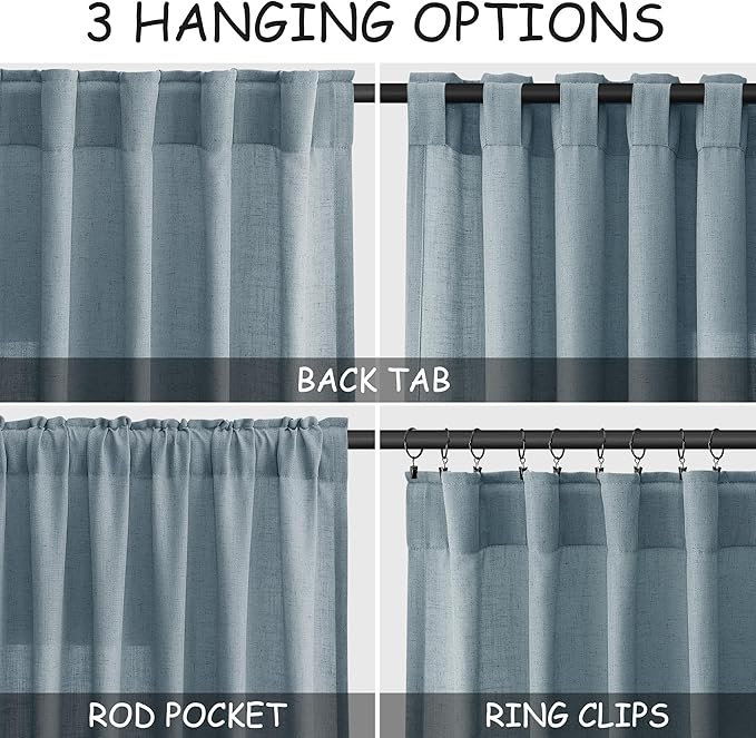 Light Blue Linen Curtains 72 Inch Length - Image 2