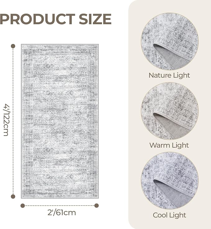 2x4 Washable Rug Runner for Bathroom, Soft Entryway Rug for Laundry Room - Image 2
