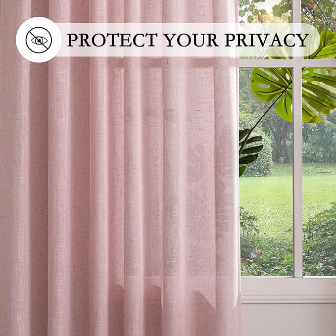 MYSKY HOME Pink Curtains 72 Inch Length - Image 5
