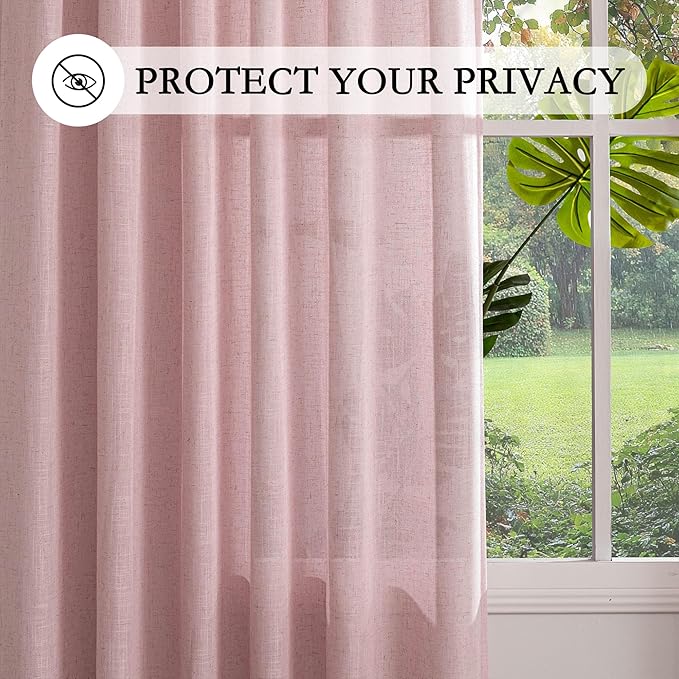 MYSKY HOME Pink Sheer Curtains for Girls Bedroom 84 Inches Long Girl Curtain - Image 5