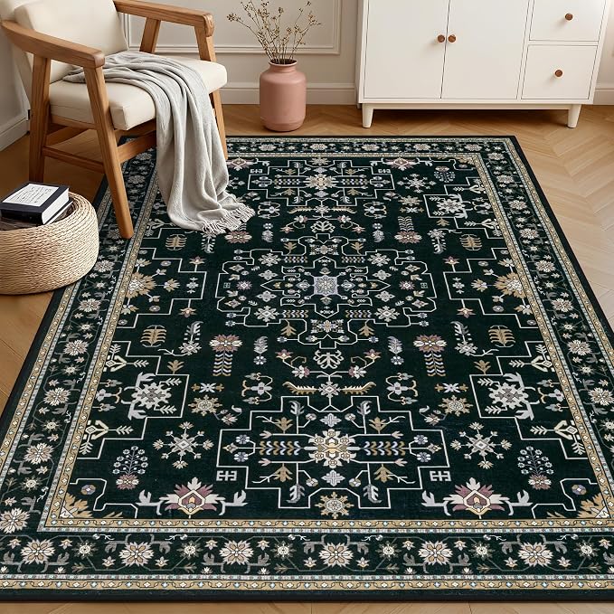 4x6 Area Rugs for Living Room: Washable Rug Soft Vintage Boho Medallion Carpet - Image 2