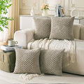 Set of 4 Taupe Decorative Throw Pillow Covers 16x16 Inch Corduroy Pillow Covers by Cozoomy