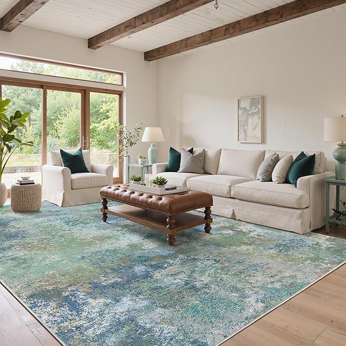 Area Rugs 9x12 for Living Room Bedroom, Modern Abstract Machine Washable Rug - Image 2