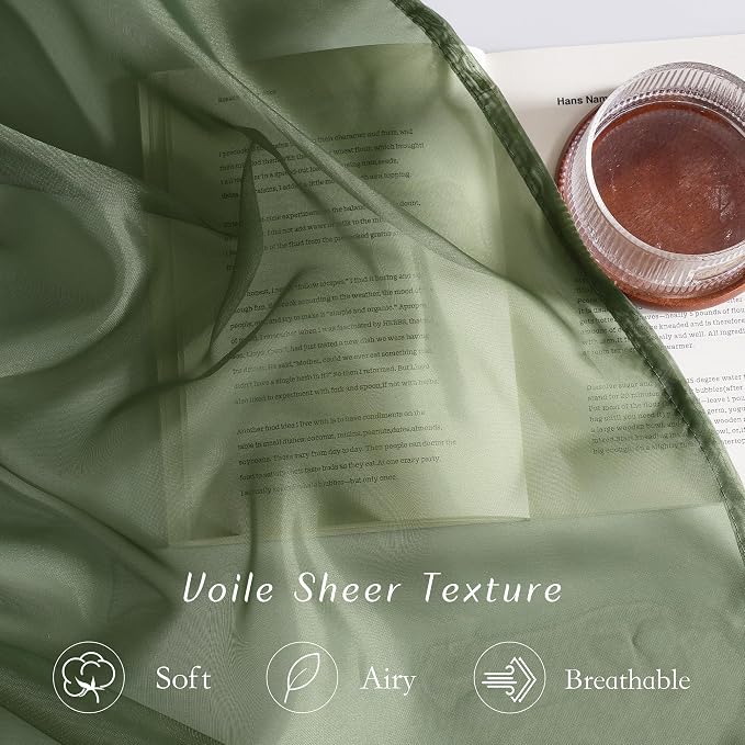 NICETOWN Forest Green Sheer Curtains 96inches Long - Image 4