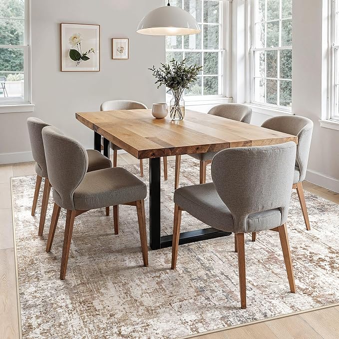 UERMEI Square Area Rugs : Washable 8x8 Neutral Modern Abstract Carpet - Image 3