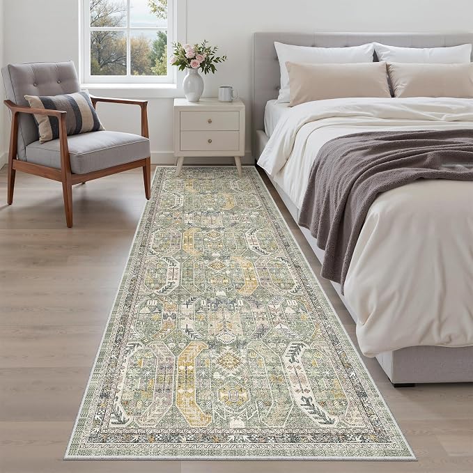 Madane Runner Rug 2'6''x8' Kitchen Runner, Hallway Runner Printed Vintage - Image 4