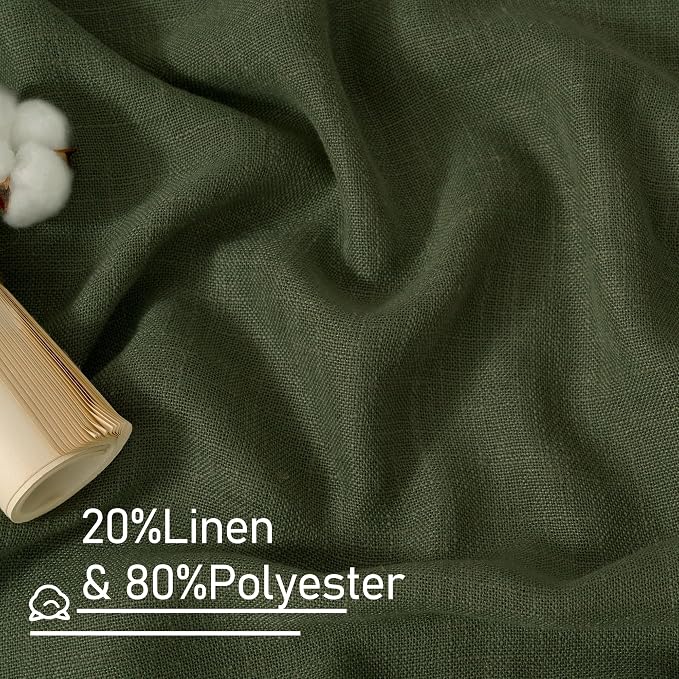 LAMIT Olive Green Linen Curtains 63 Inch Length 2 Panels - Image 3