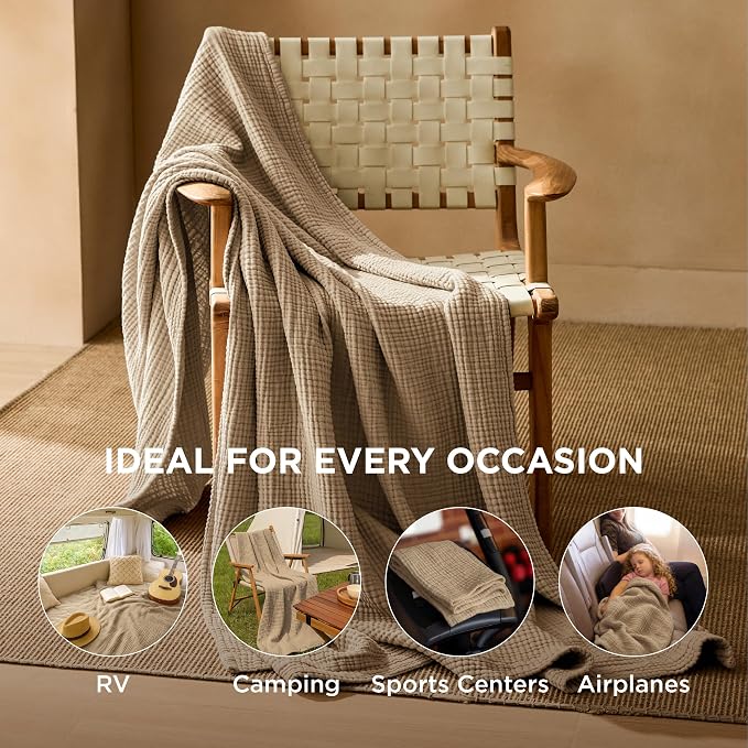 Bedsure 100% Cotton Muslin Blankets - Image 4