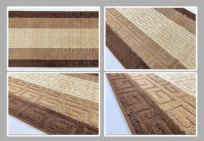 Custom Length Hallway Runner Rug, Slip Resistant, Meander Brown, 26 Inch X 20 - Image 6