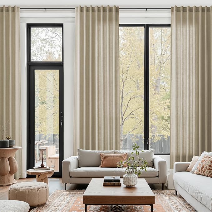Taupe Burlywood Linen Curtains for Living Room 126 Inches Long Light Filtering by Nanspring
