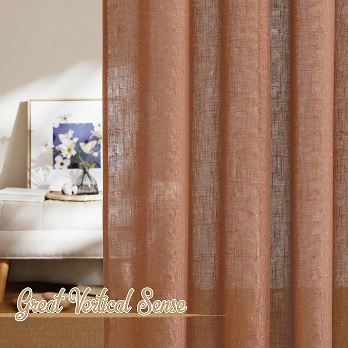 NICETOWN Linen Caramel Curtains & Drapes Privacy - Image 6