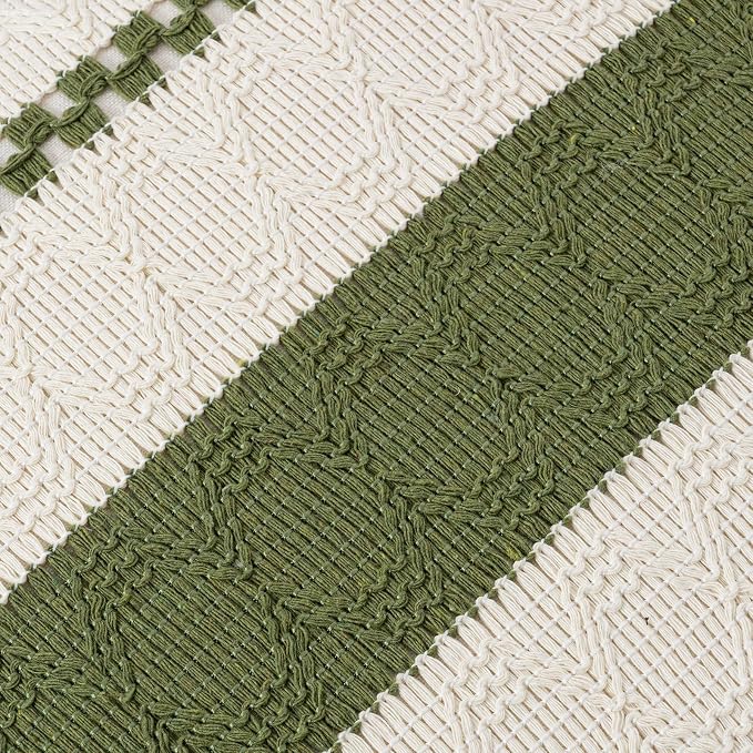 Fancy Homi Set of 1 Boho Moss Green Decorative Throw Pillow Cover 20x20 Inch - Image 4