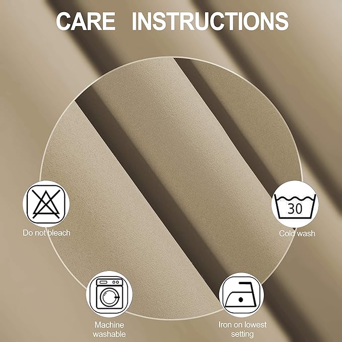 LEMOMO Beige Thermal Blackout Curtains/38 x 84 Inch/Set of 2 Panels Room - Image 4